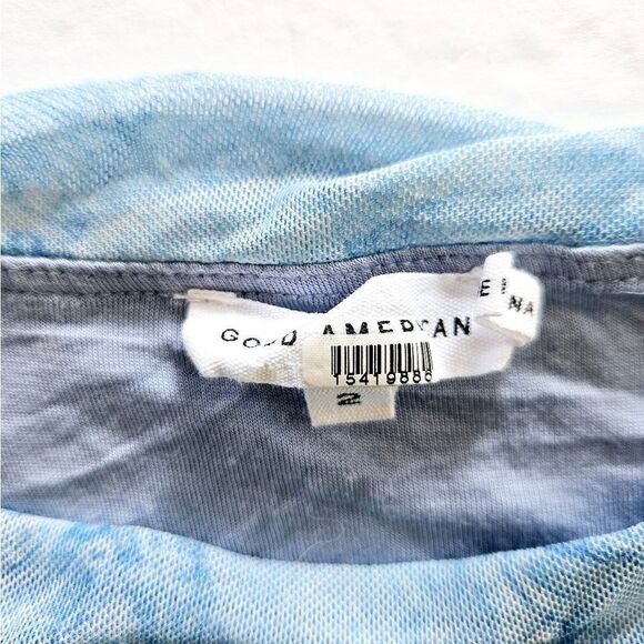 Good American Ruched Denim Patchwork Mesh Overlay Bodycon Midi Dress M - FLAW - Picture 8 of 10